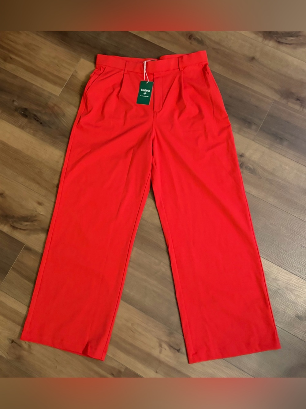 Halara Red Wide Leg Pleated Business Casual Dress Pants Womens XL Tall NWT